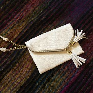 White Faux Leather Evening Bag